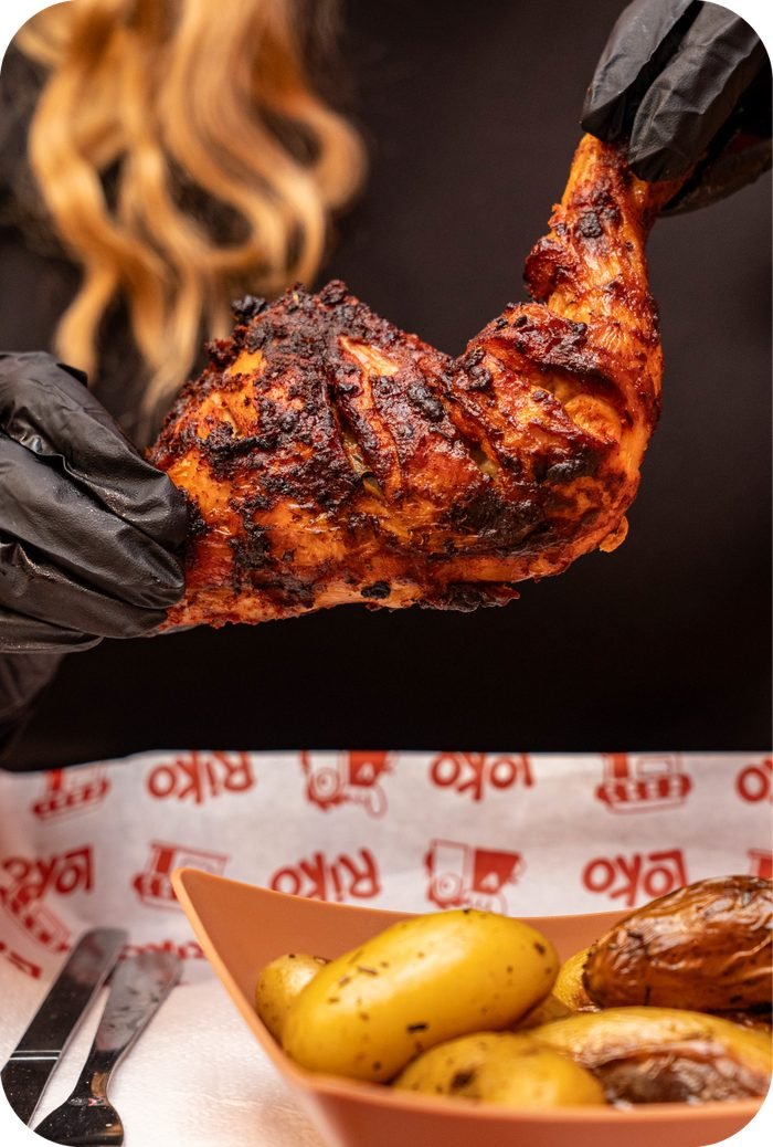 Cuisse de poulet braisée à la flamme
